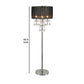 Benzara Silver Tubular Framed Floor Lamp With Gray Round Fabric Wrapped Shade and Crystal Inlay