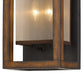 Benzara Walnut Brown Wooden Wall Sconce With Organza Shade