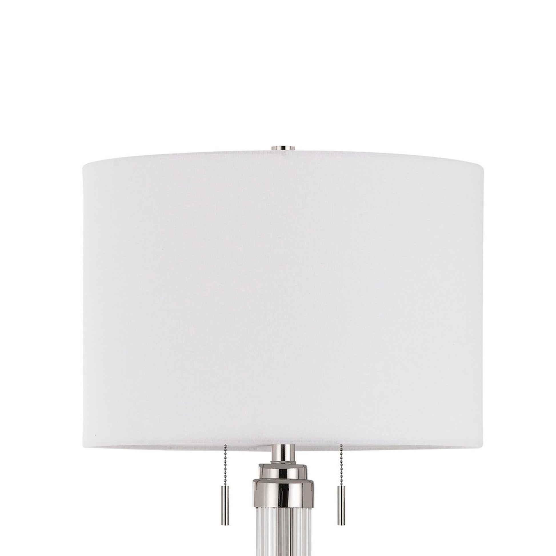 Benzara White Metal and Acrylic Tubular Body Floor Lamp With Fabric Drum Shade