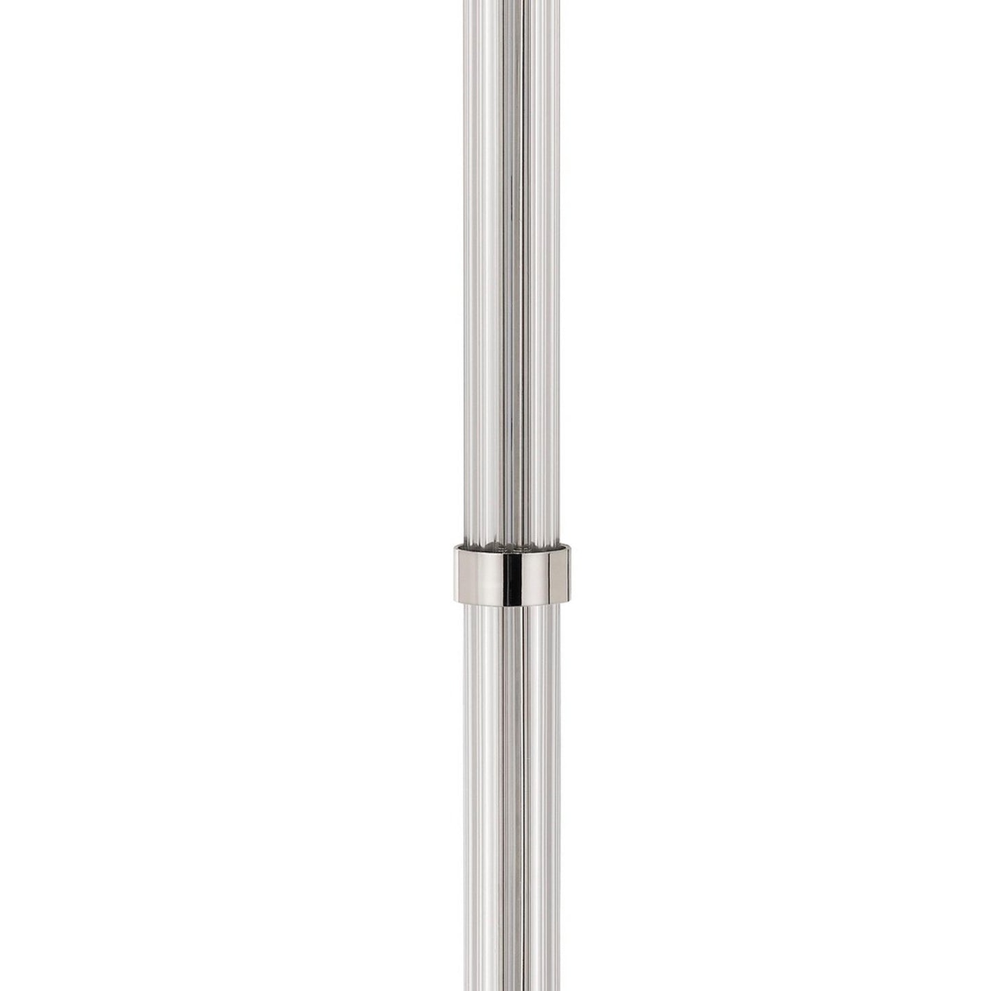 Benzara White Metal and Acrylic Tubular Body Floor Lamp With Fabric Drum Shade