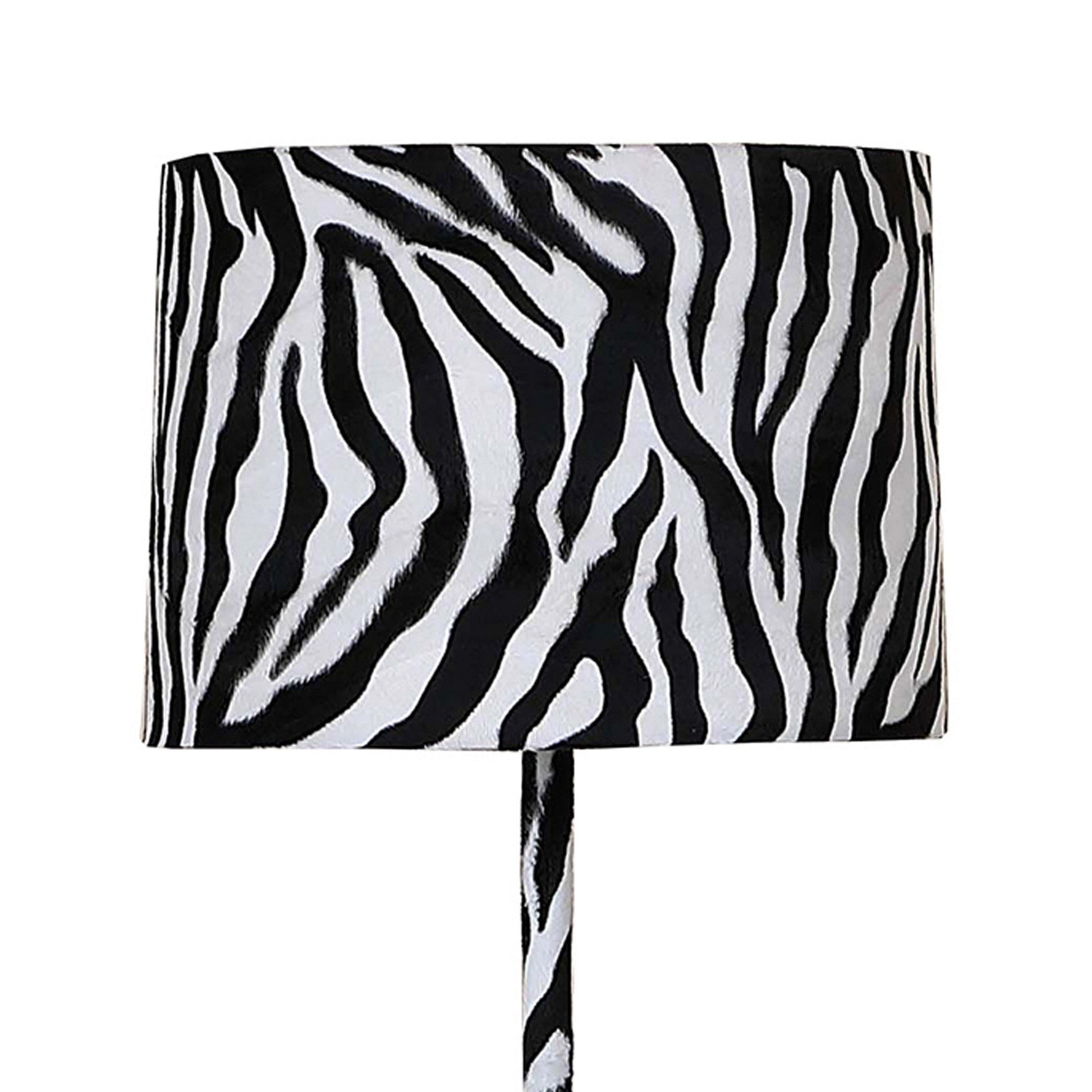 Benzara White and Black Fabric Wrapped Floor Lamp With Animal Print