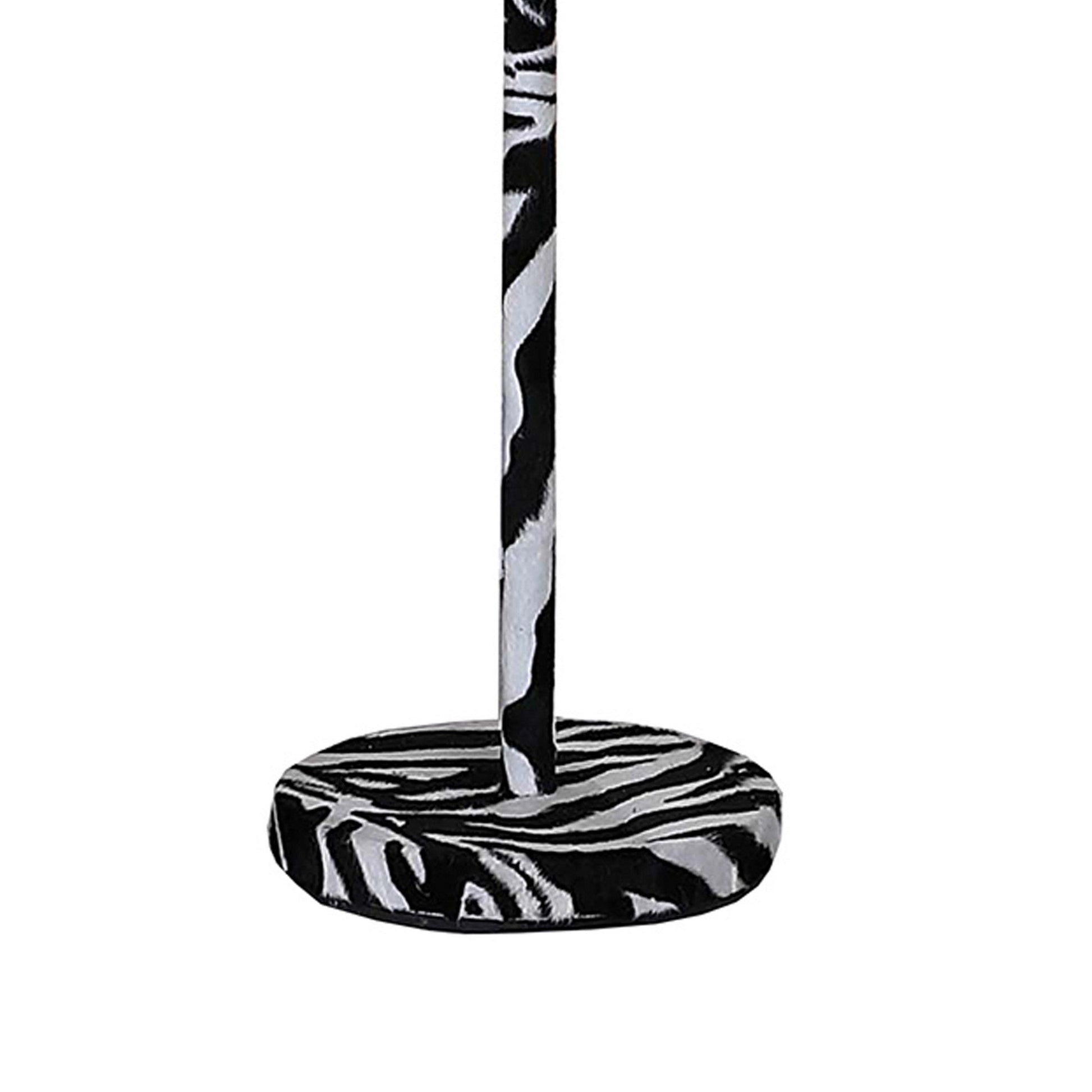 Benzara White and Black Fabric Wrapped Floor Lamp With Animal Print