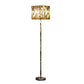 Benzara Yellow and Black Fabric Wrapped Floor Lamp With Animal Print