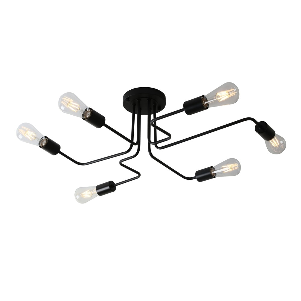 Bromi Design Asheville 35" Black Semi-Flush Mount Ceiling Light With Metal Shade