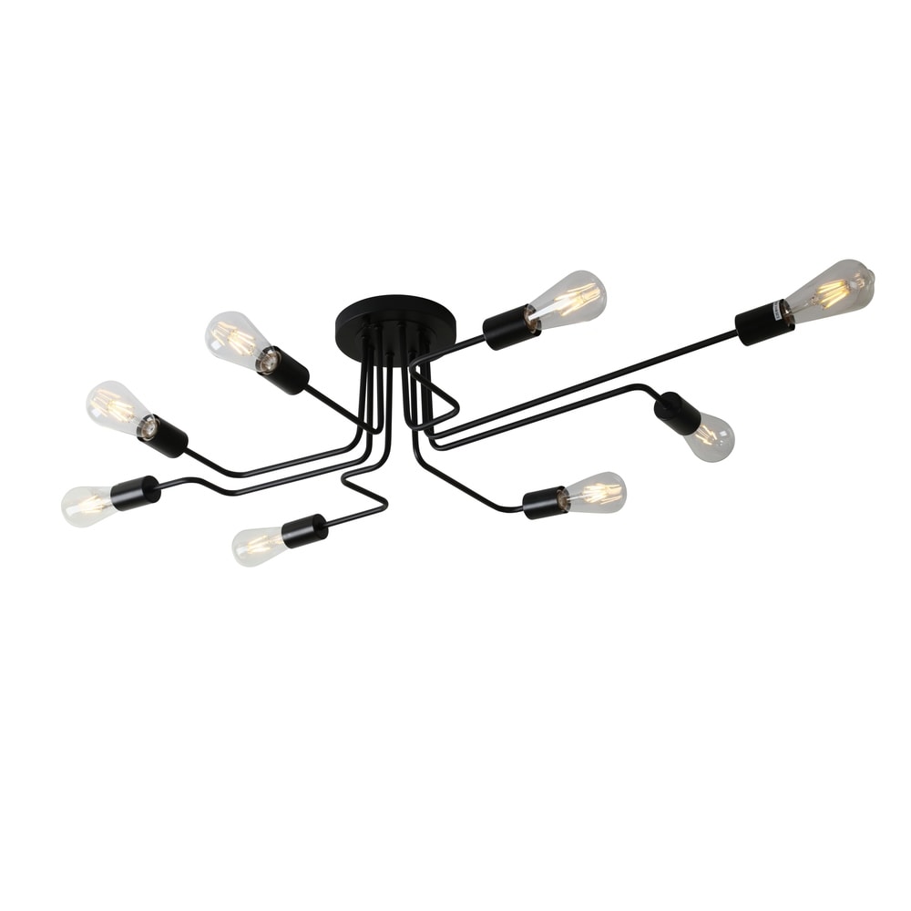 Bromi Design Asheville 47" Black Semi-Flush Mount Ceiling Light With Metal Shade