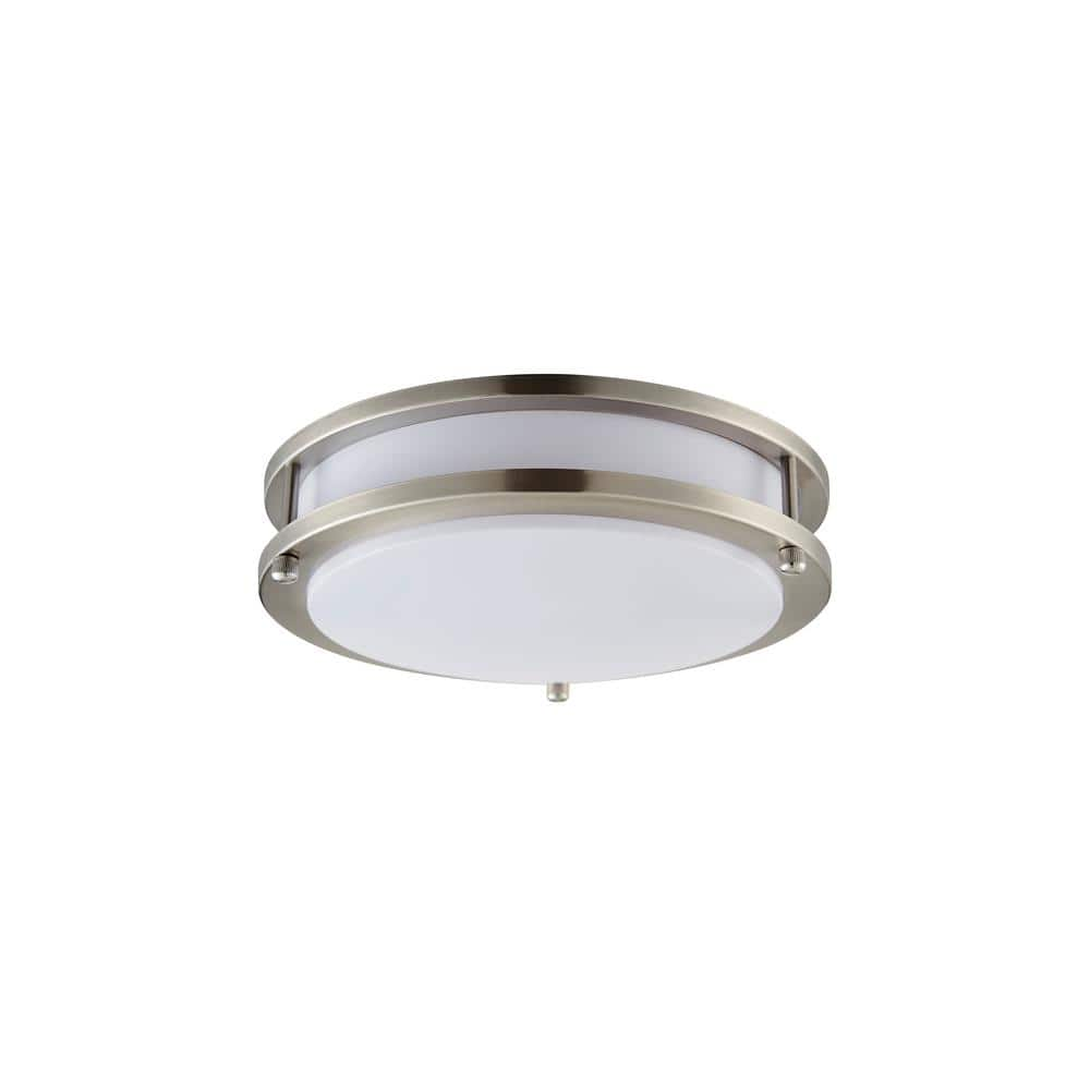 Bromi Design Axton 12" Brushed Nickel Flush Mount Ceiling Light With Acrylic Shade