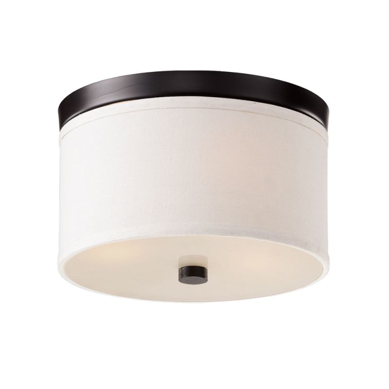 Bromi Design Braxton 10" Bronze Flush Mount Ceiling Light With Glass & Fabric Shade