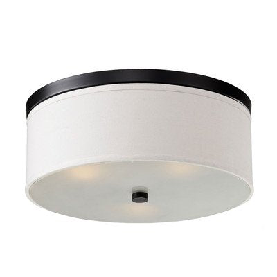 Bromi Design Braxton 20" Bronze Flush Mount Ceiling Light With Glass & Fabric Shade