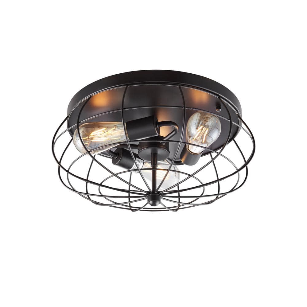 Bromi Design Brixton 15" Oil Rubbed Bronze Flush Mount Ceiling Light With Glass Shade