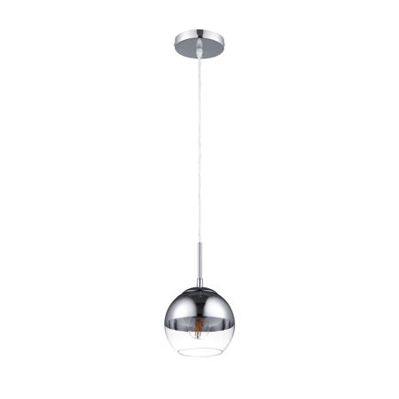 Bromi Design Crosby 6" Polished Chrome Pendant Ceiling Light With Glass Shade