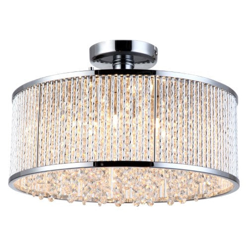 Bromi Design Crystalline 16" Chrome Flush Mount Ceiling Light With Glass Shade