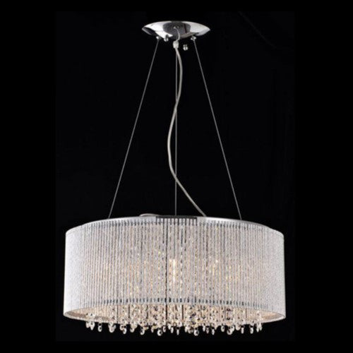 Bromi Design Crystalline 22" Chrome Chandelier Ceiling Light With Glass Shade