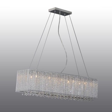 Bromi Design Crystalline 43" Chrome Chandelier Ceiling Light With Glass Shade