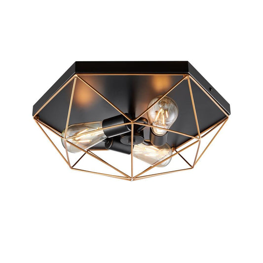 Bromi Design Genesis 17" Black & Gold Flush Mount Ceiling Light With Glass Shade