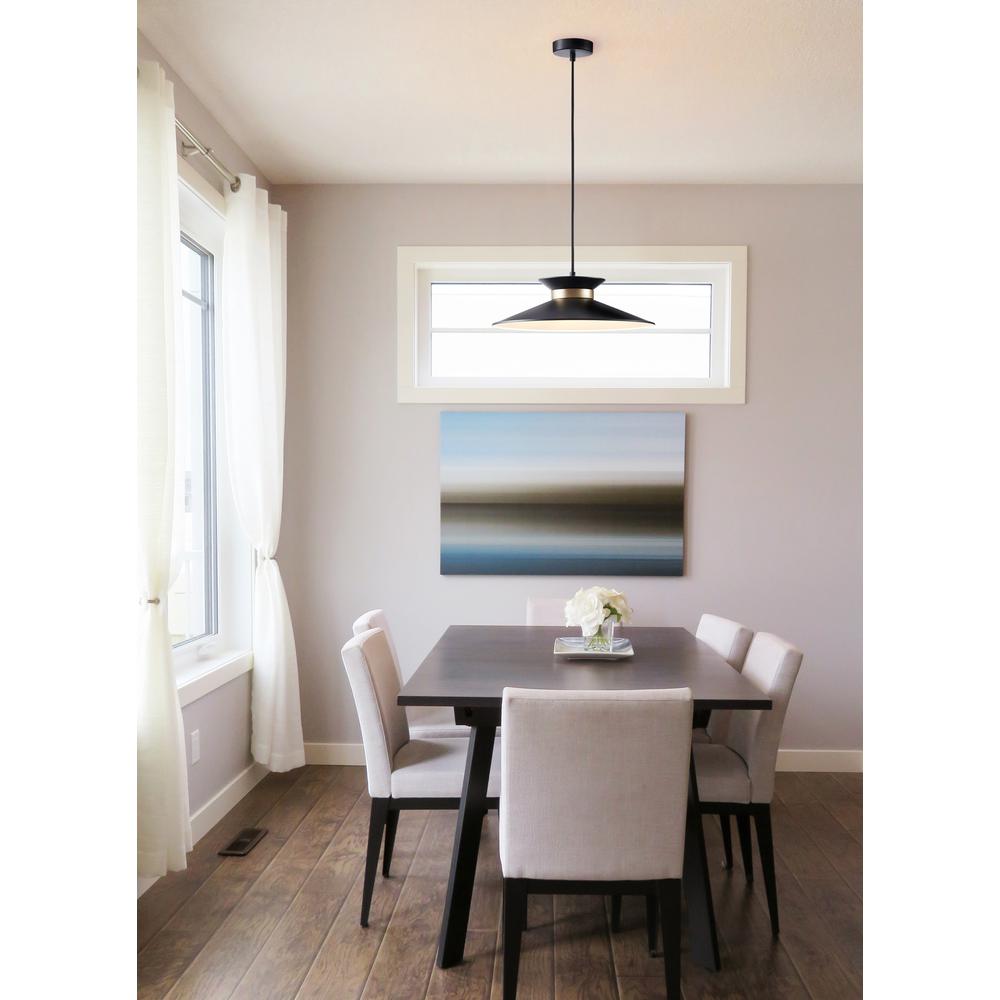 Bromi Design Gracie 16" Black & Brass Pendant Ceiling Light With Metal Shade