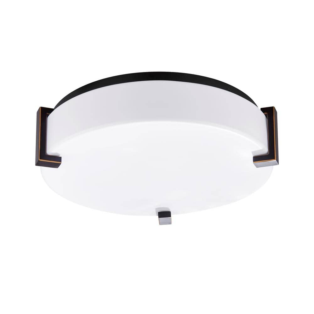 Bromi Design Harlan 14" Oil Rubbed Bronze Flush Mount Ceiling Light With Acrylic Shade