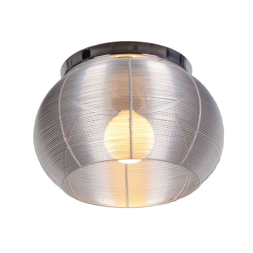 Bromi Design Lenox 14" Stainless Steel Flush Mount Ceiling Light With Aluminum Shade