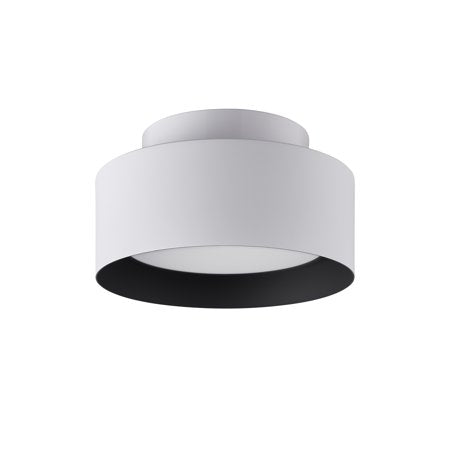 Bromi Design Lynch 10" Light White & Black Flush Mount Ceiling Light With Glass Shade