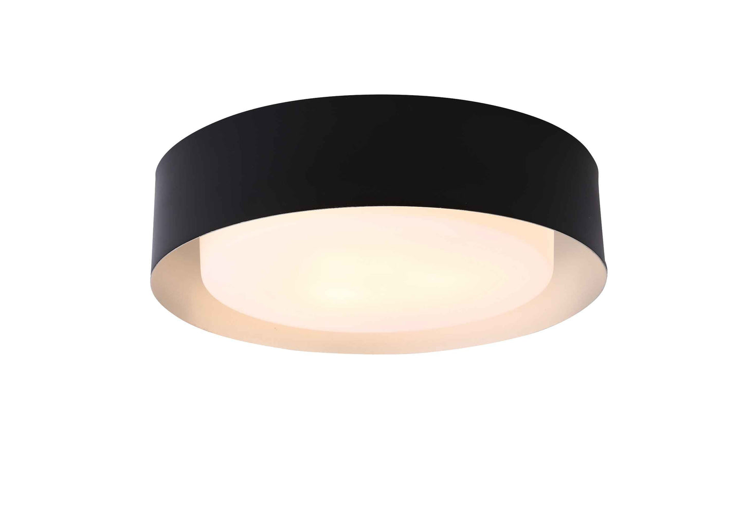 Bromi Design Lynch 16" Black & Silver Flush Mount Ceiling Light With Glass Shade