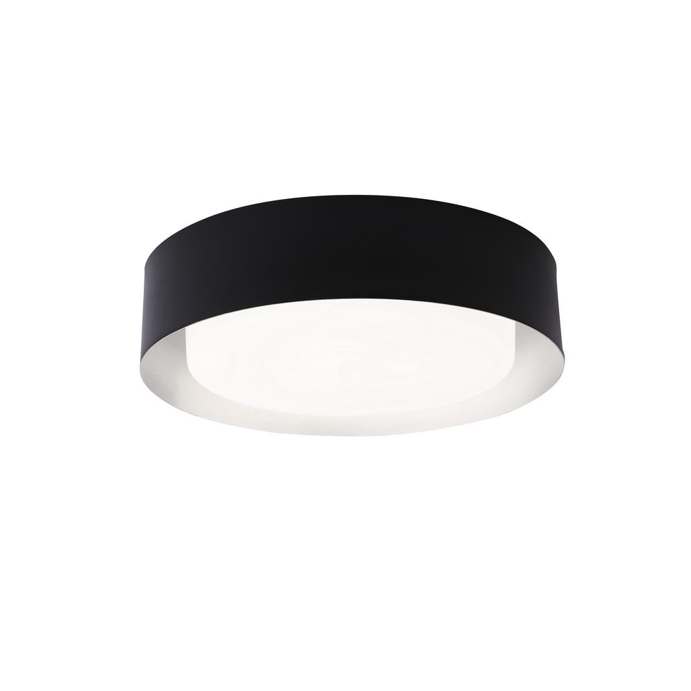 Bromi Design Lynch 16" Black & White Flush Mount Ceiling Light With Glass Shade