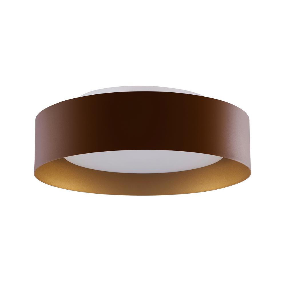 Bromi Design Lynch 16" Brown & Gold Flush Mount Ceiling Light With Glass Shade