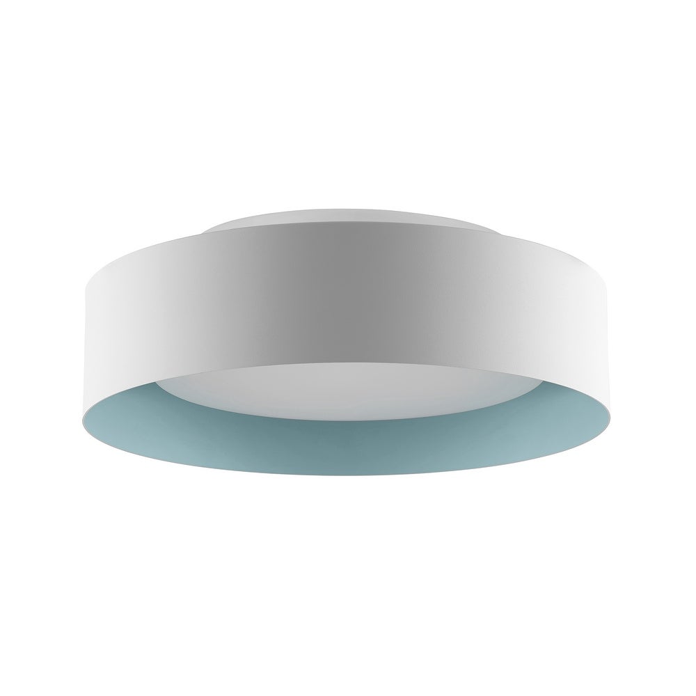 Bromi Design Lynch 16" White & Baby Blue Flush Mount Ceiling Light With Glass Shade