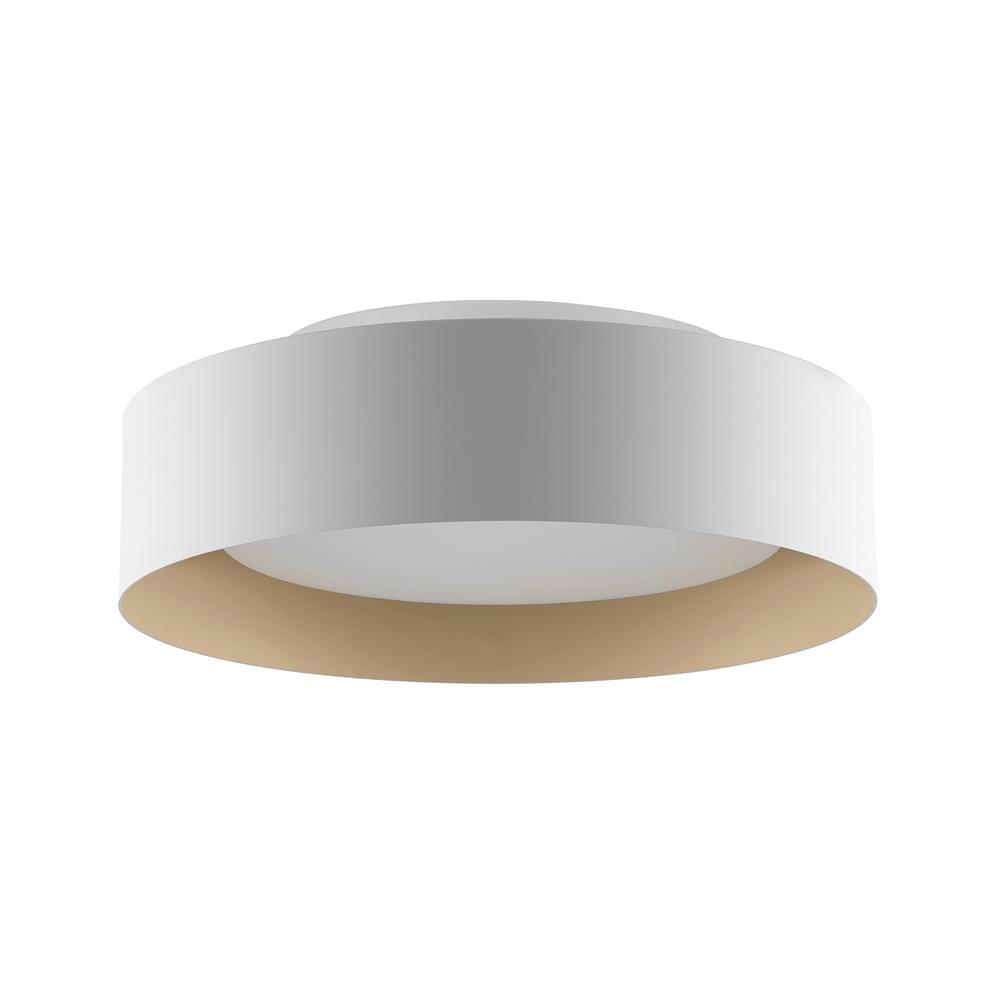 Bromi Design Lynch 16" White & Beige Flush Mount Ceiling Light With Glass Shade