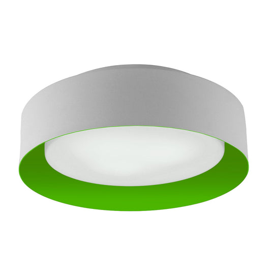 Bromi Design Lynch 16" White & Green Flush Mount Ceiling Light With Glass Shade