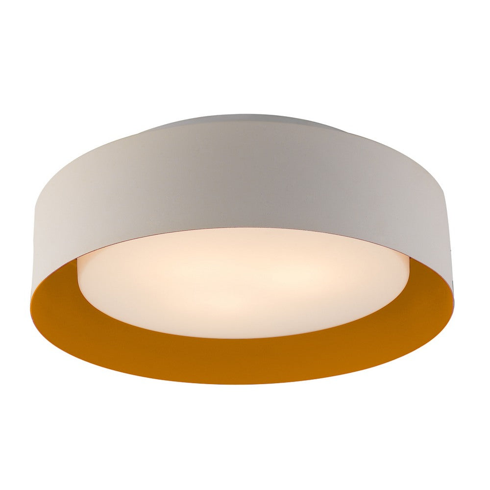 Bromi Design Lynch 16" White & Orange Flush Mount Ceiling Light With Glass Shade