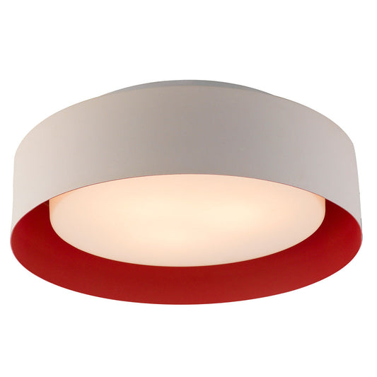 Bromi Design Lynch 16" White & Red Flush Mount Ceiling Light With Glass Shade