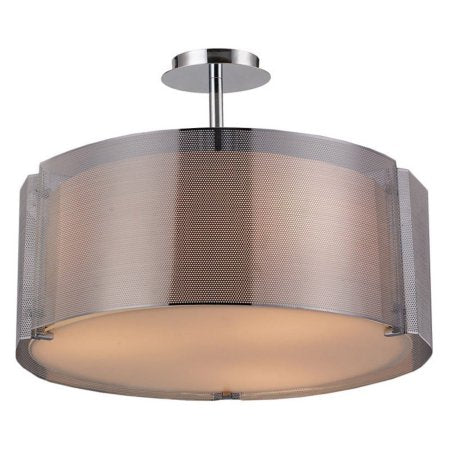 Bromi Design Lynch 18" Chrome & White Pendant Ceiling Light With Glass Shade