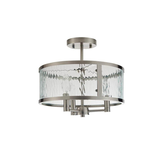 Bromi Design Merrick 13" Satin Nickel Flush Mount Ceiling Light With Glass Shade