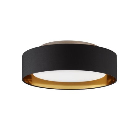 Bromi Design Naomi 16" Black & Gold Flush Mount Ceiling Light With Fabric Shade