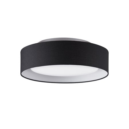 Bromi Design Naomi 16" Black & White Flush Mount Ceiling Light With Fabric Shade