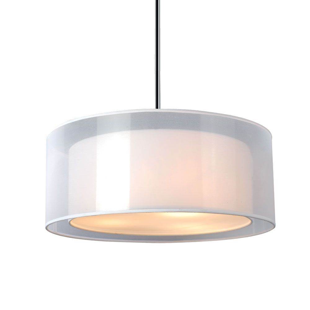 Bromi Design Phoenix 20" Brushed Nickel Pendant Ceiling Light With Organza Shade