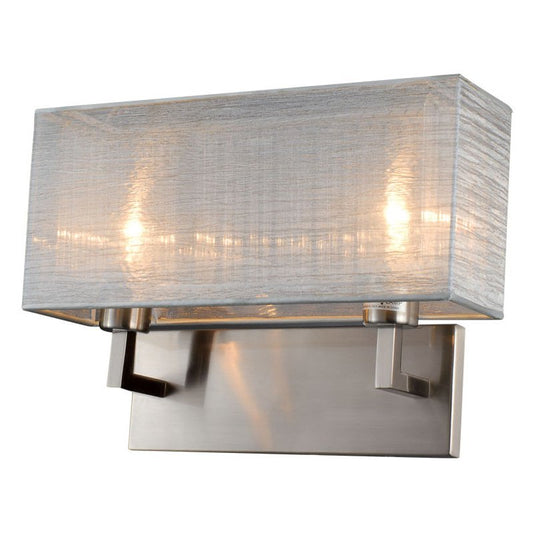 Bromi Design Prescott 16" Silver & Brushed Nickel Wall Sconce With Fabric Shade