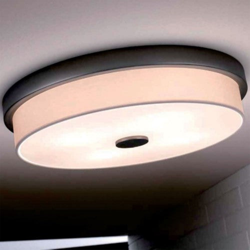 Bromi Design Raphael 16" Bronze Flush Mount Ceiling Light With Glass & Fabric Shade