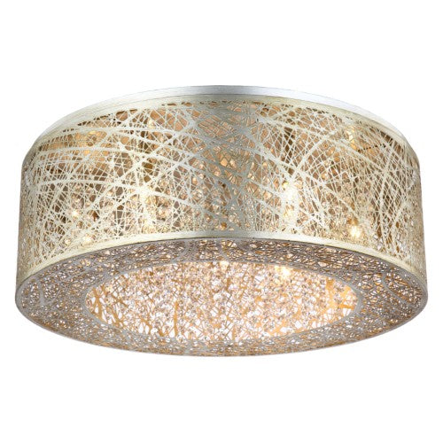 Bromi Design Royal 24" Silver & Gold Flush Mount Ceiling Light With Glass Shade