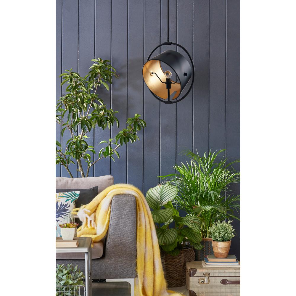 Bromi Design Trinity 15" Black & Brass Pendant Ceiling Light With Metal Shade