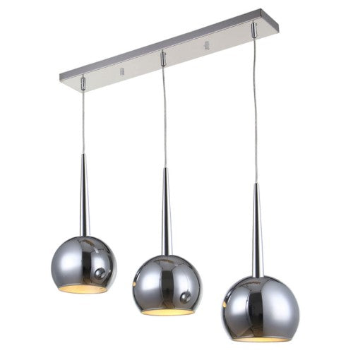 Bromi Design Wade 26" Chrome Pendant Ceiling Light With Metal Shade