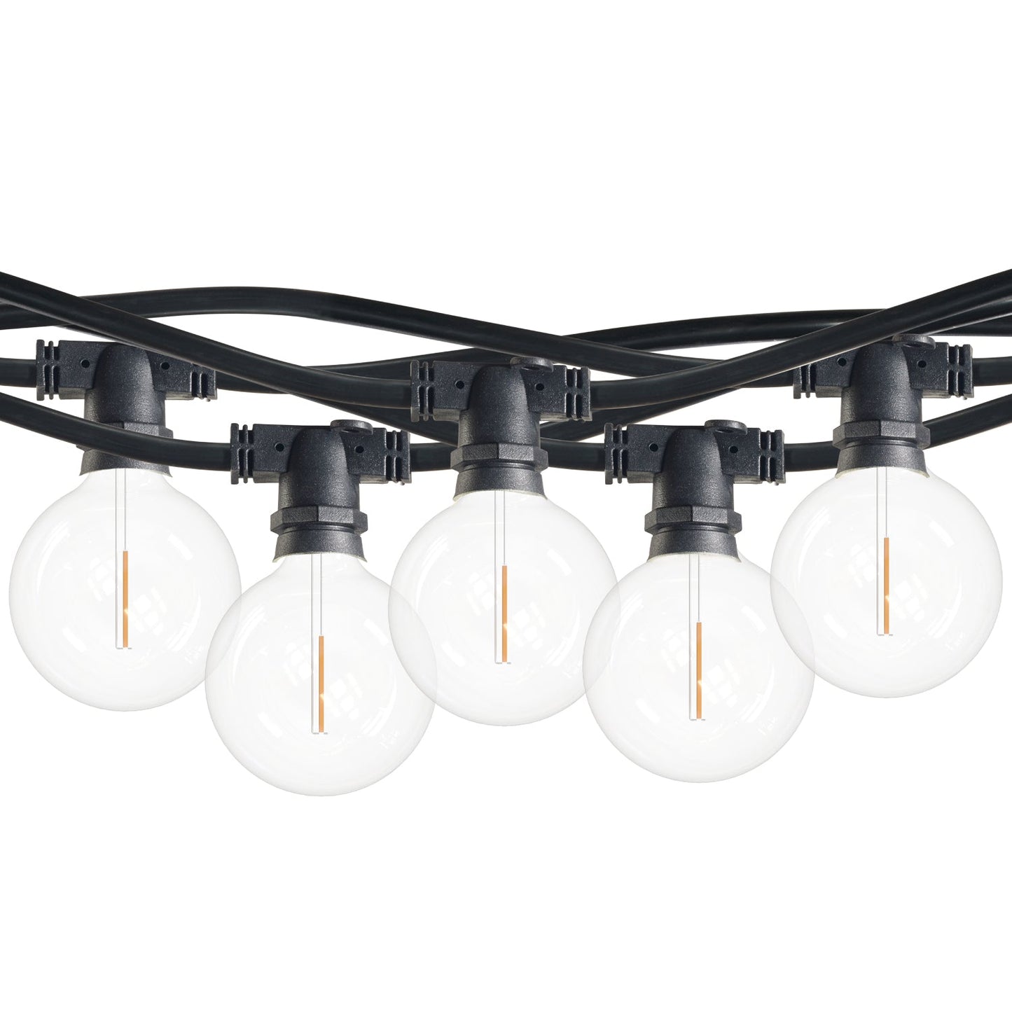 Bulbrite 10 Sockets 16" Spacing E12 Black Kit with 1W Plastic LED G16 Clear Lamps 14' String Light
