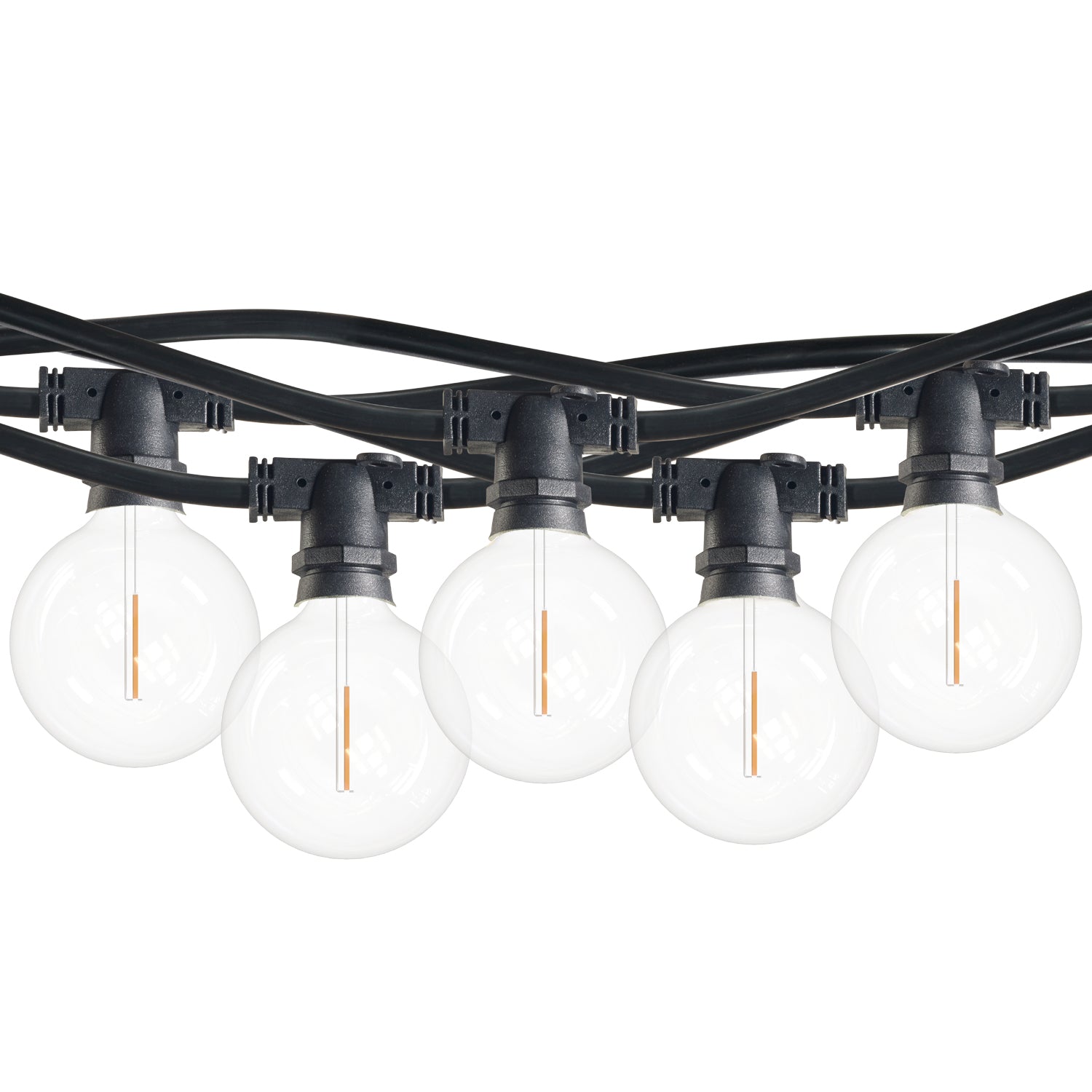 Bulbrite 10 Sockets 16" Spacing E12 Black Kit with 1W Plastic LED G16 Clear Lamps 14' String Light
