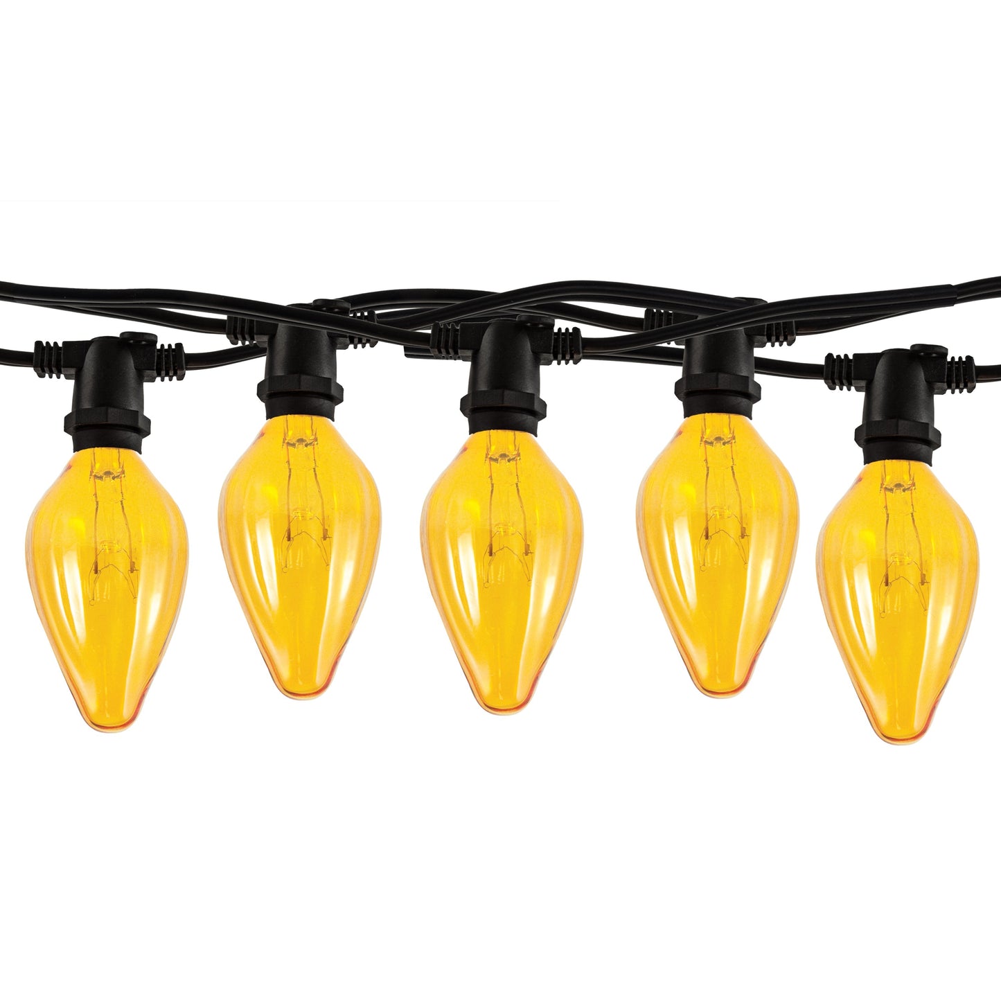 Bulbrite 10 Sockets Kit Black wiith 15W Fiesta Amber E12 Lamps 14' String Light