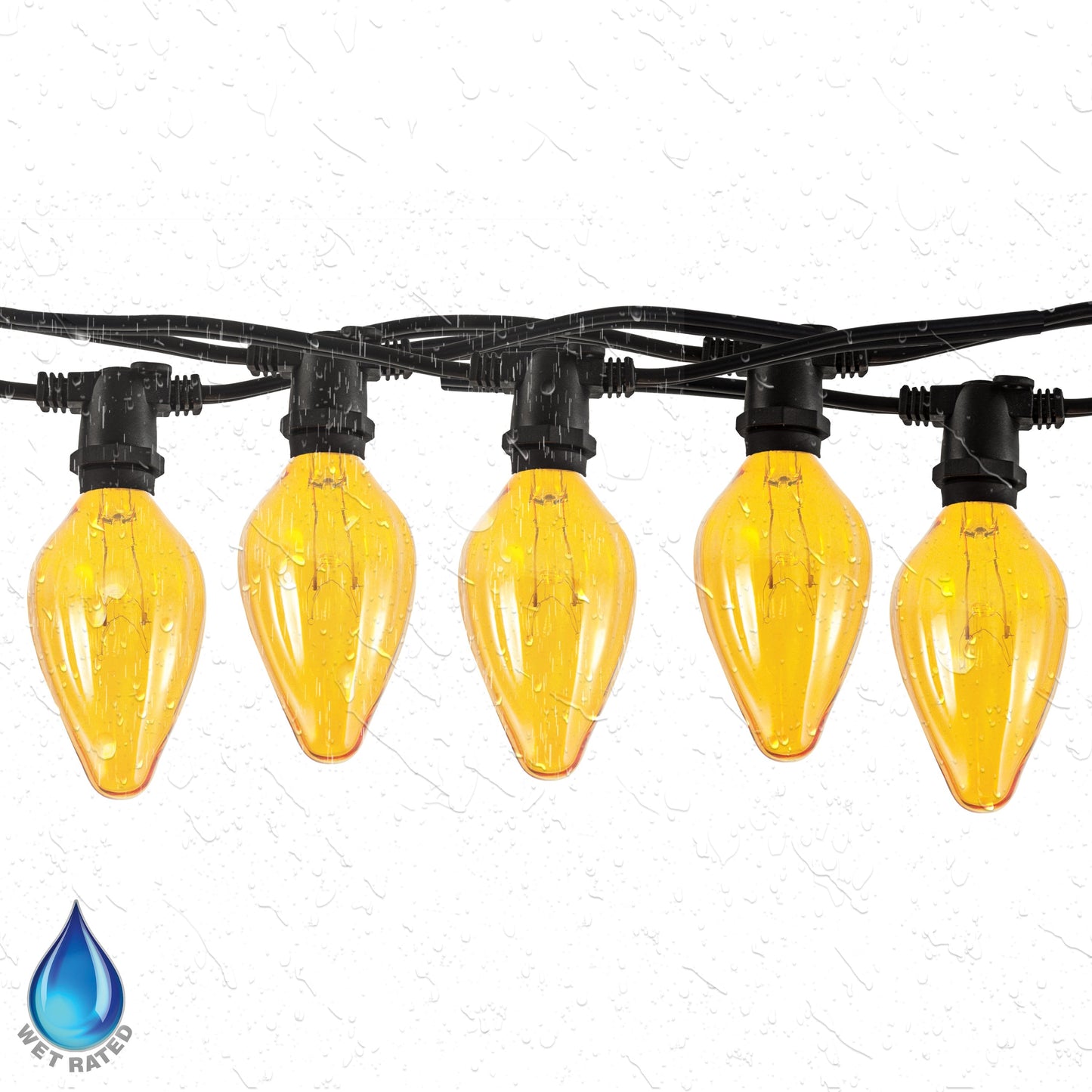 Bulbrite 10 Sockets Kit Black wiith 15W Fiesta Amber E12 Lamps 14' String Light