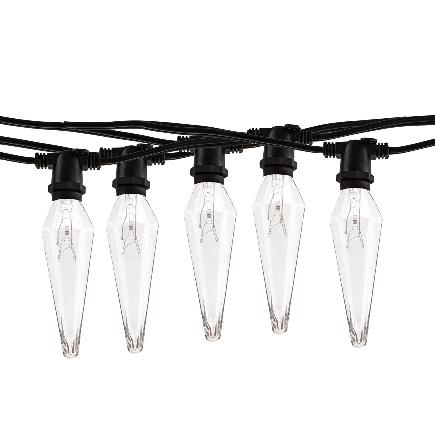 Bulbrite 10 Sockets Kit Black with 25W Prism Amber E12 Lamps 14' String Light