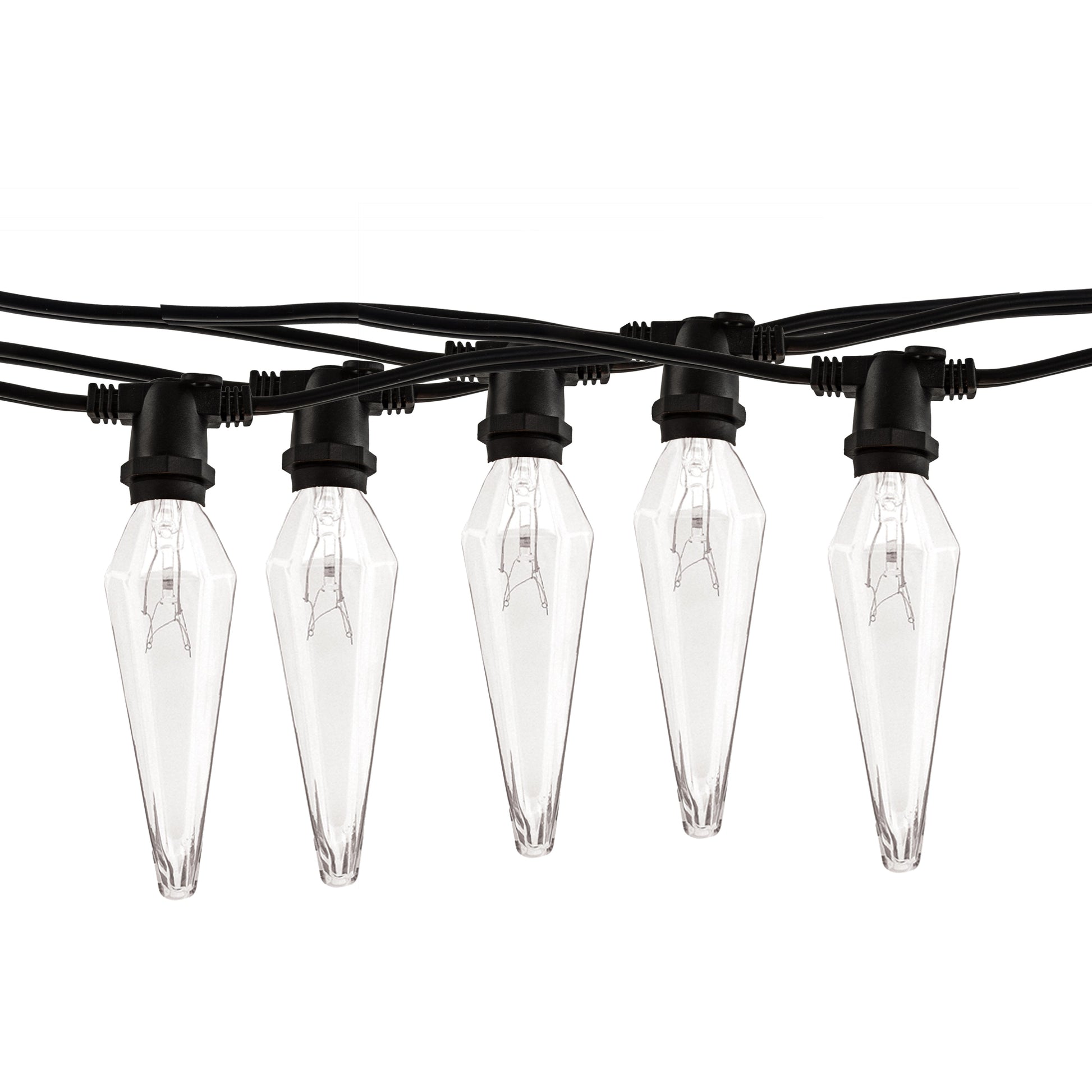 Bulbrite 10 Sockets Kit Black with 25W Prism Amber E12 Lamps 14' String Light
