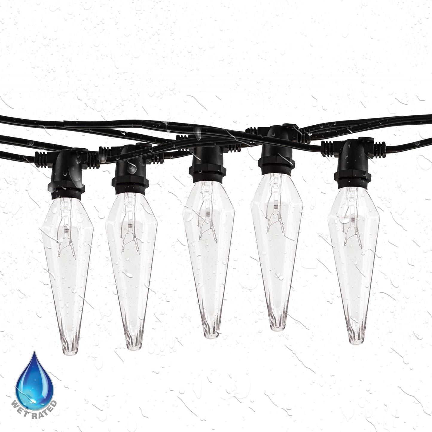 Bulbrite 10 Sockets Kit Black with 25W Prism Amber E12 Lamps 14' String Light