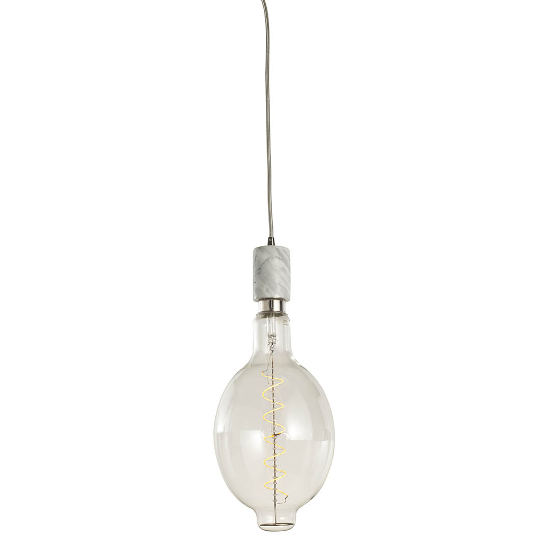 Bulbrite 4W LED BT Shaped Grand 2200K Filament with Natural White Marble Pendant