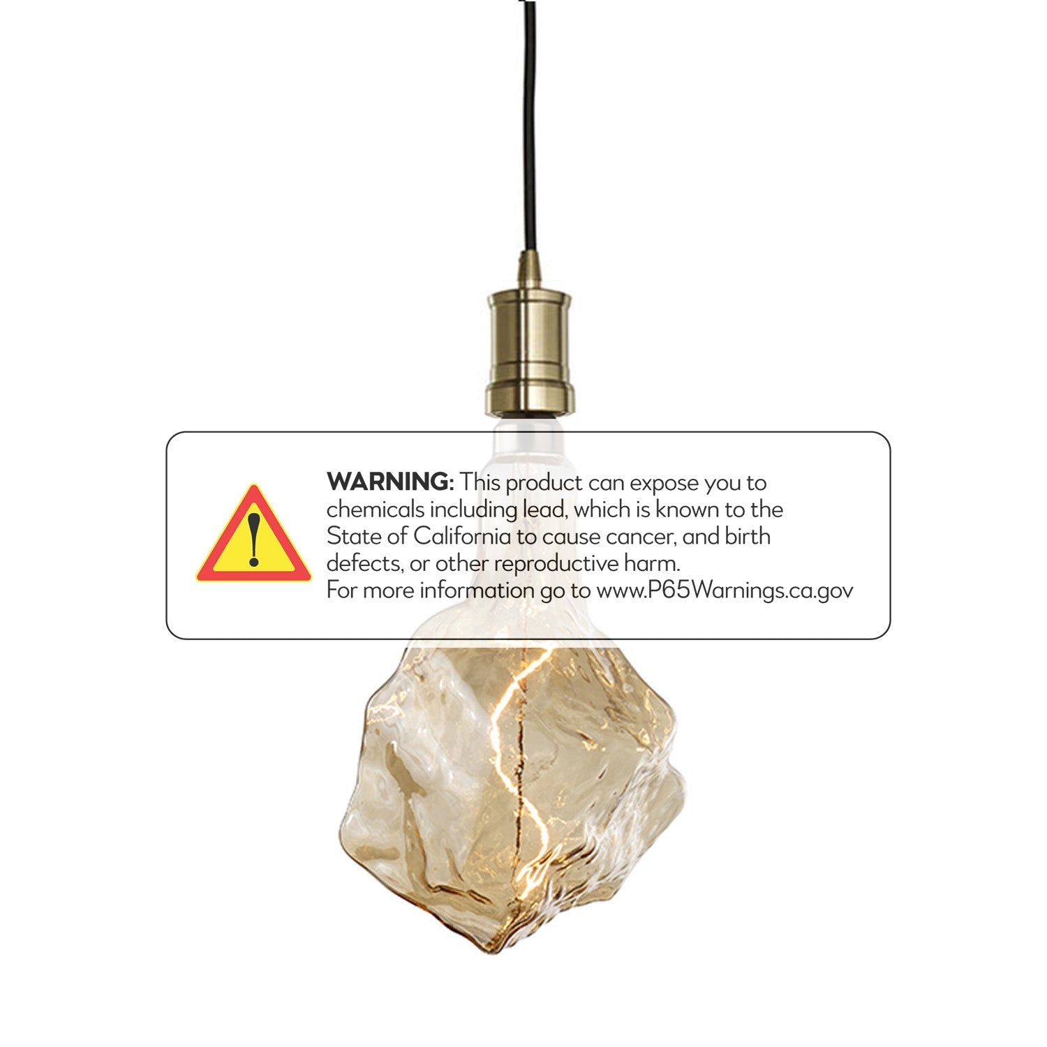 Bulbrite 4W LED Glacier Grand 20000 Filament with Contemporary Warm Gold Pendant