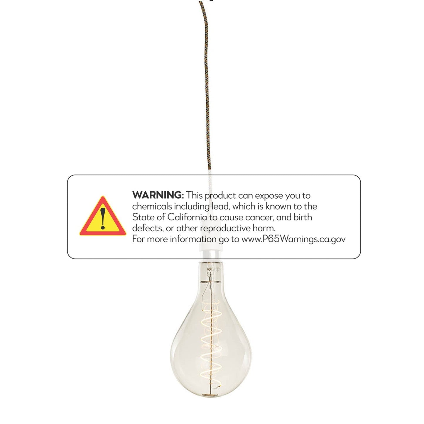 Bulbrite 4W LED Pear Shaped Grand 2200K Filament with Contemporary White Pendant